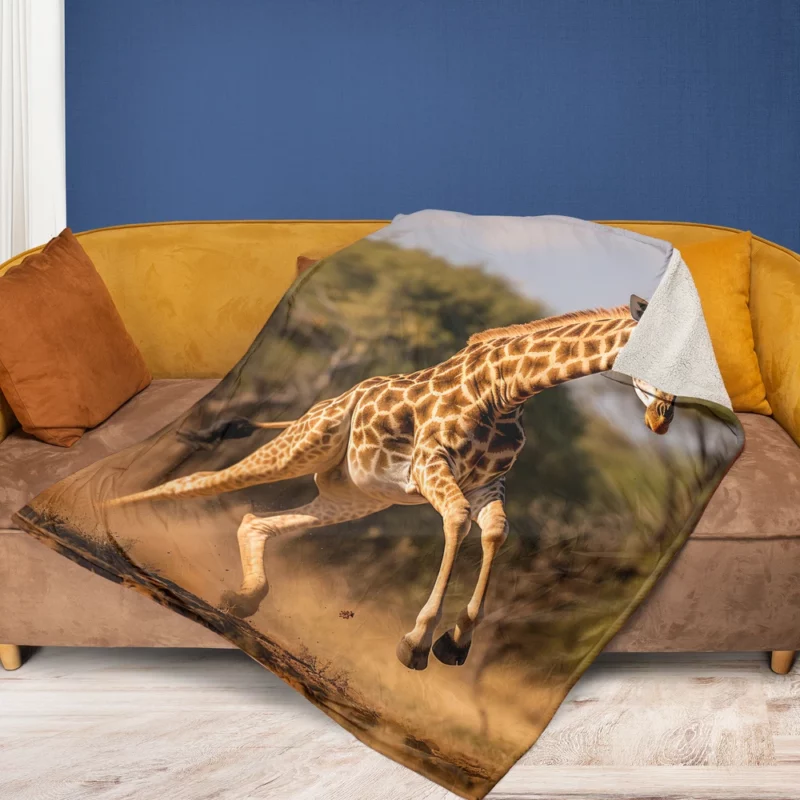 Running Giraffe Fleece Blanket 1