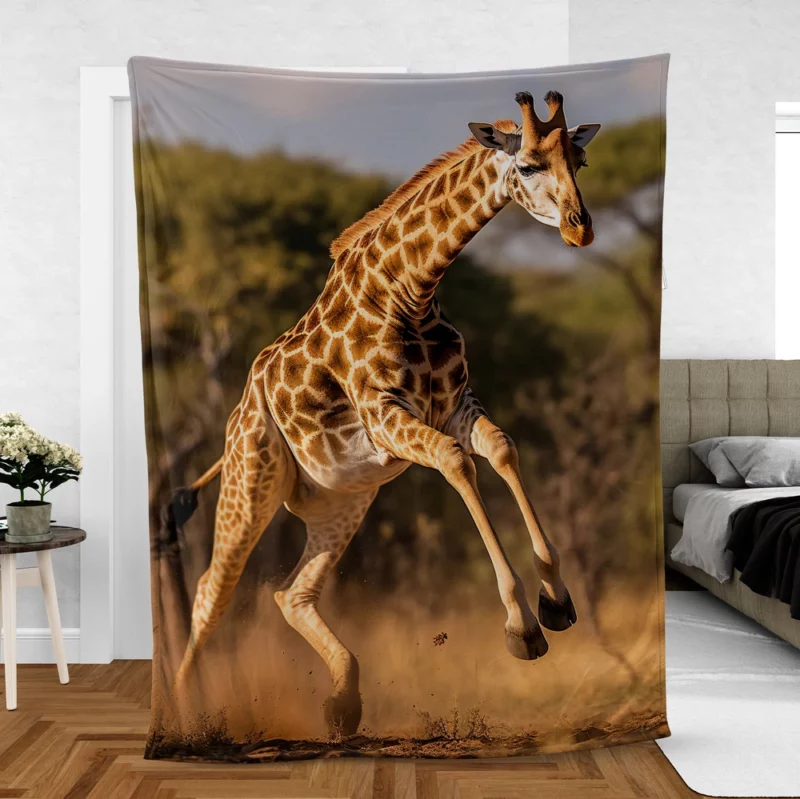 Running Giraffe Fleece Blanket