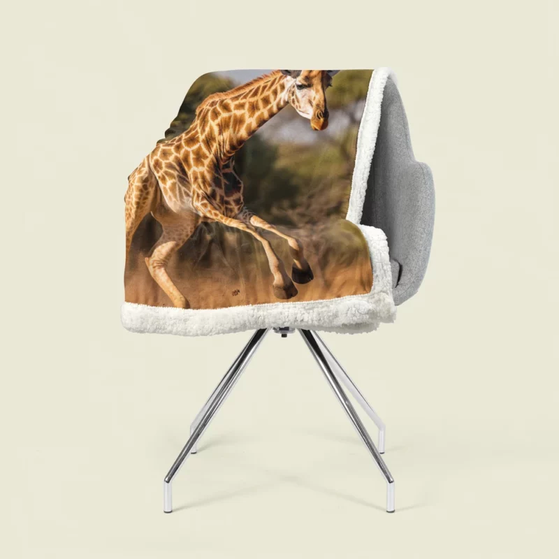 Running Giraffe Sherpa Fleece Blanket 1