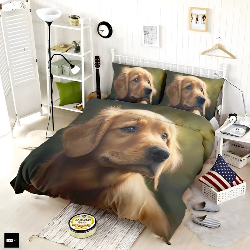 Sad Golden Retriever Painting Bedding Set