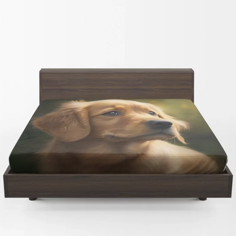 Sad Golden Retriever Painting Fitted Sheet 1