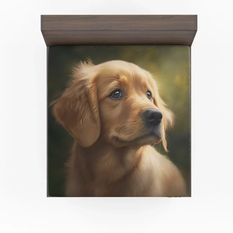 Sad Golden Retriever Painting Fitted Sheet