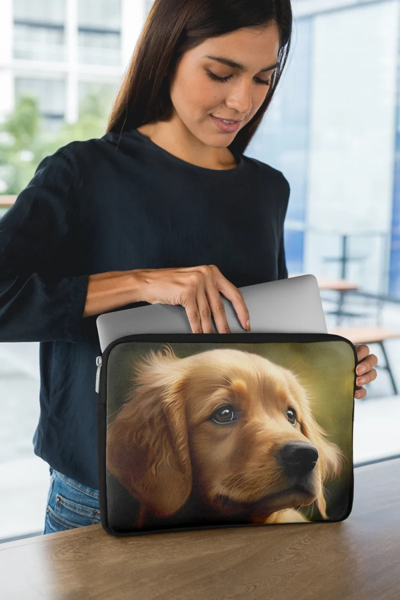 Sad Golden Retriever Painting Laptop Sleeve 1