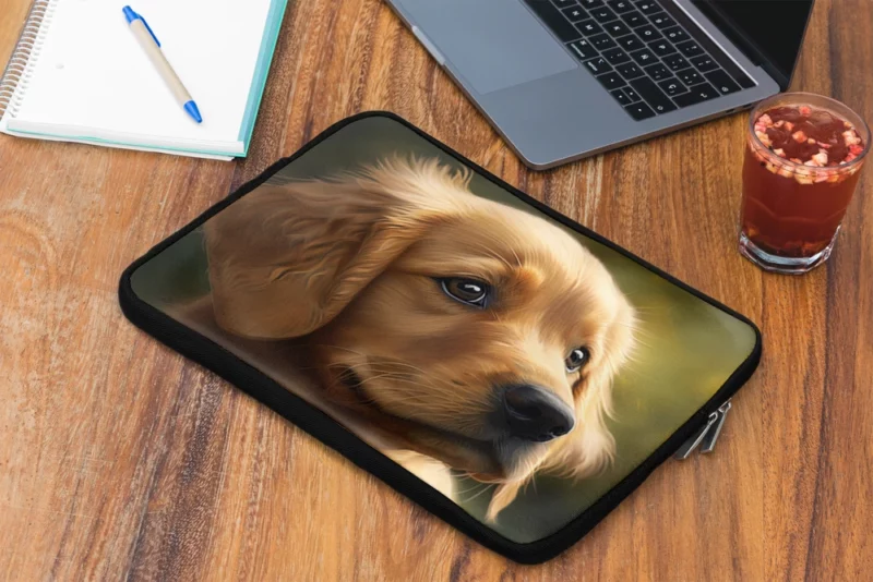 Sad Golden Retriever Painting Laptop Sleeve 2