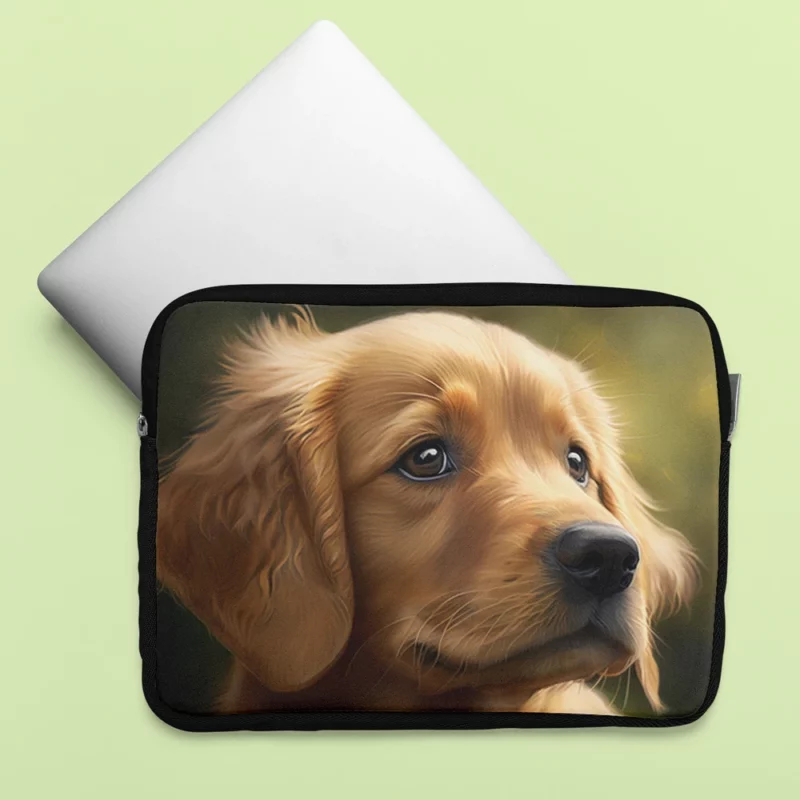 Sad Golden Retriever Painting Laptop Sleeve