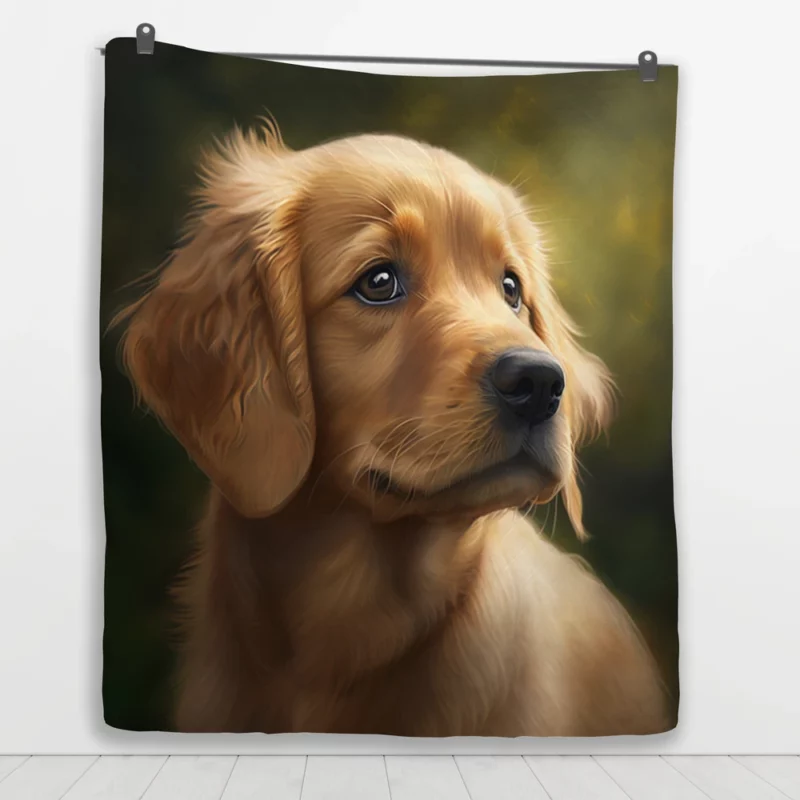 Sad Golden Retriever Painting Quilt Blanket 1