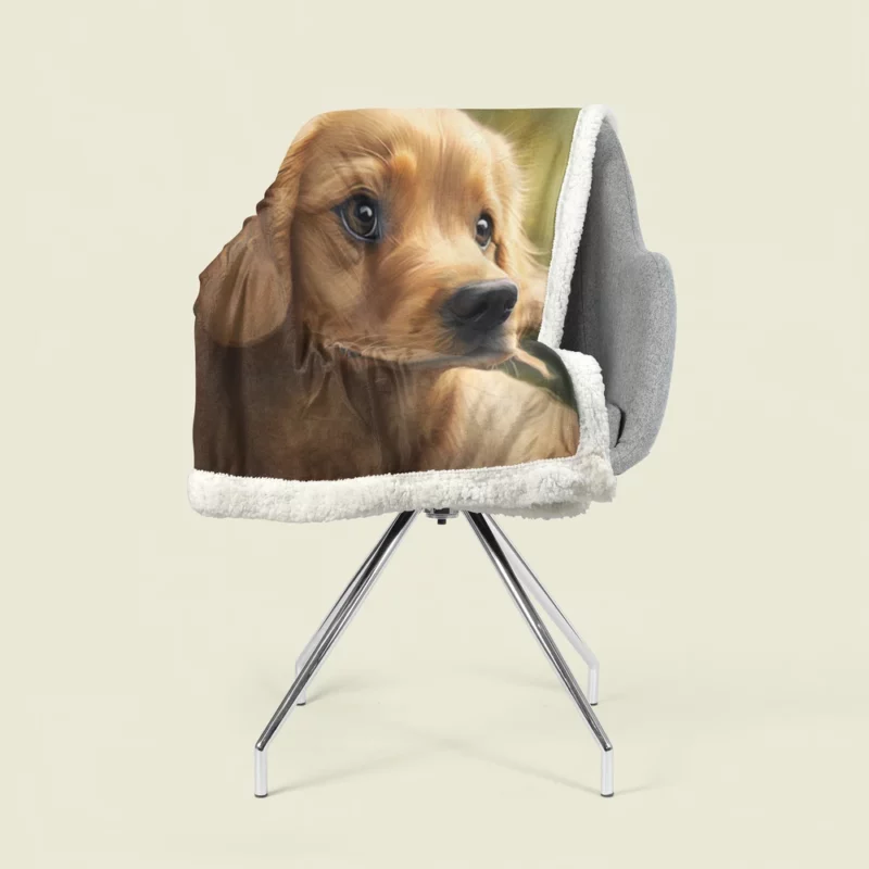 Sad Golden Retriever Painting Sherpa Fleece Blanket 1