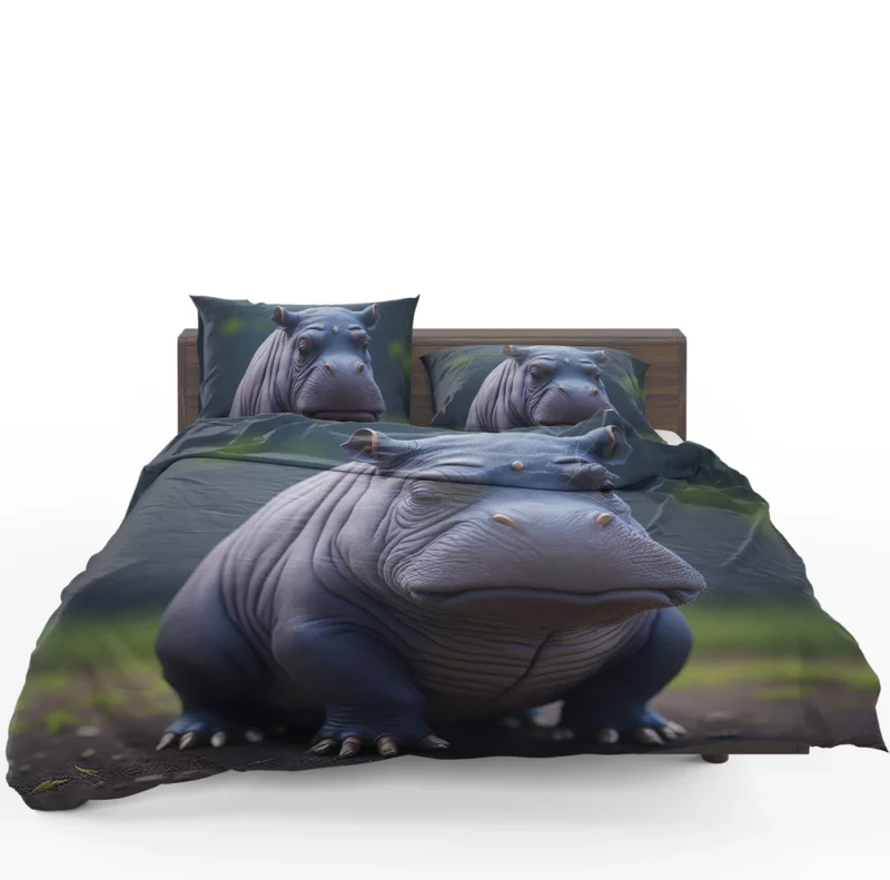 Sad Hippo on a Dirt Road Bedding Set 1