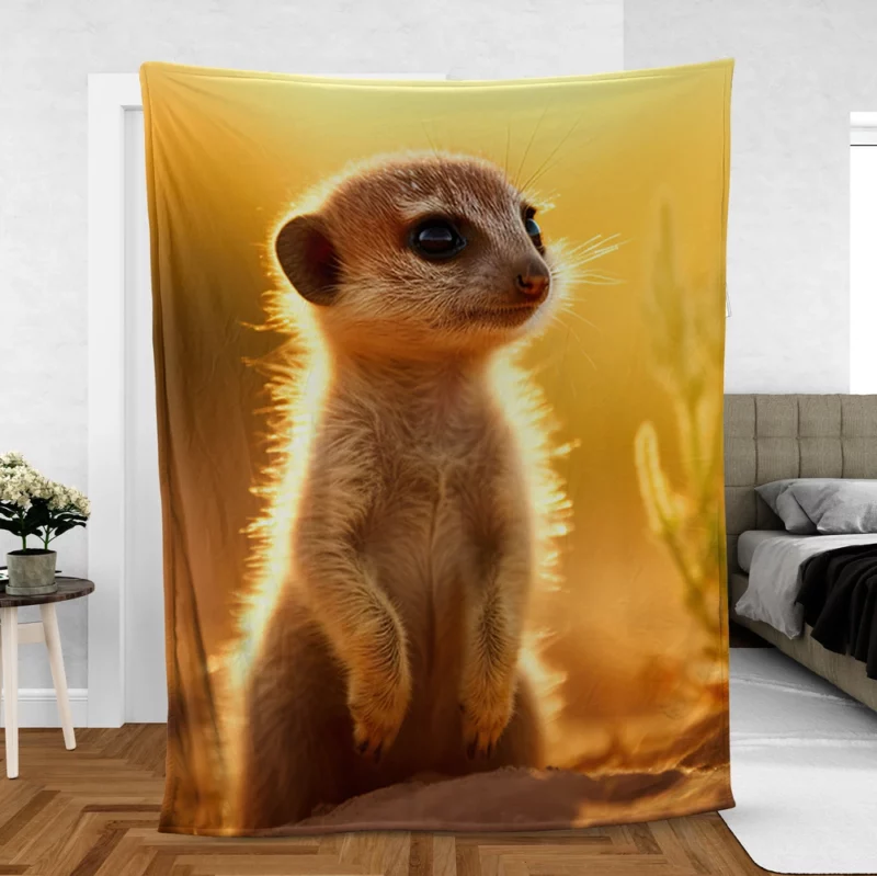 Sandy Stand Meerkat Cub Fleece Blanket