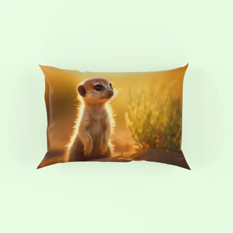 Sandy Stand Meerkat Cub Pillow Case