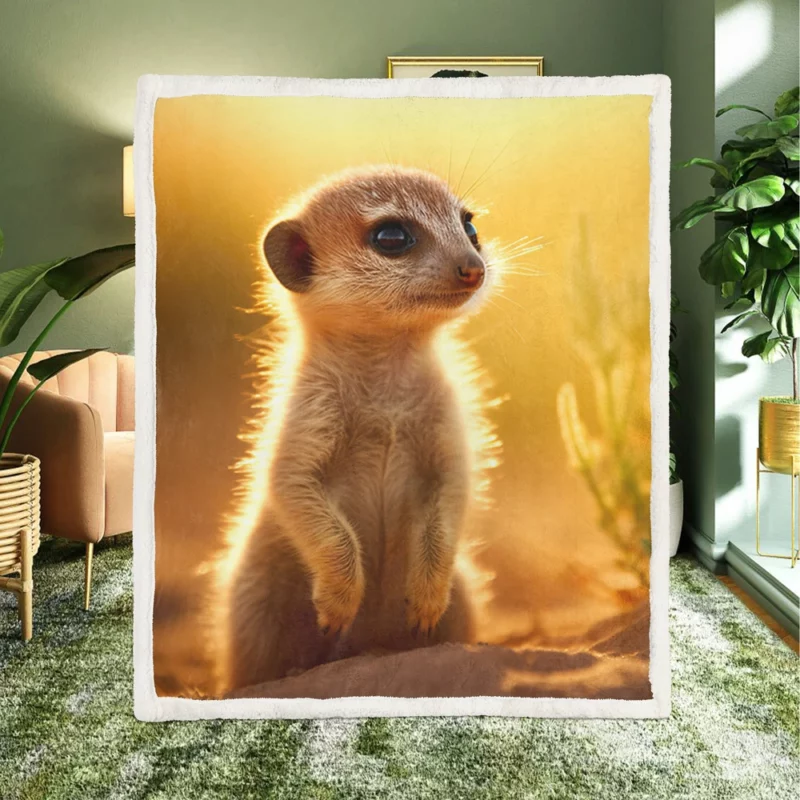 Sandy Stand Meerkat Cub Sherpa Fleece Blanket