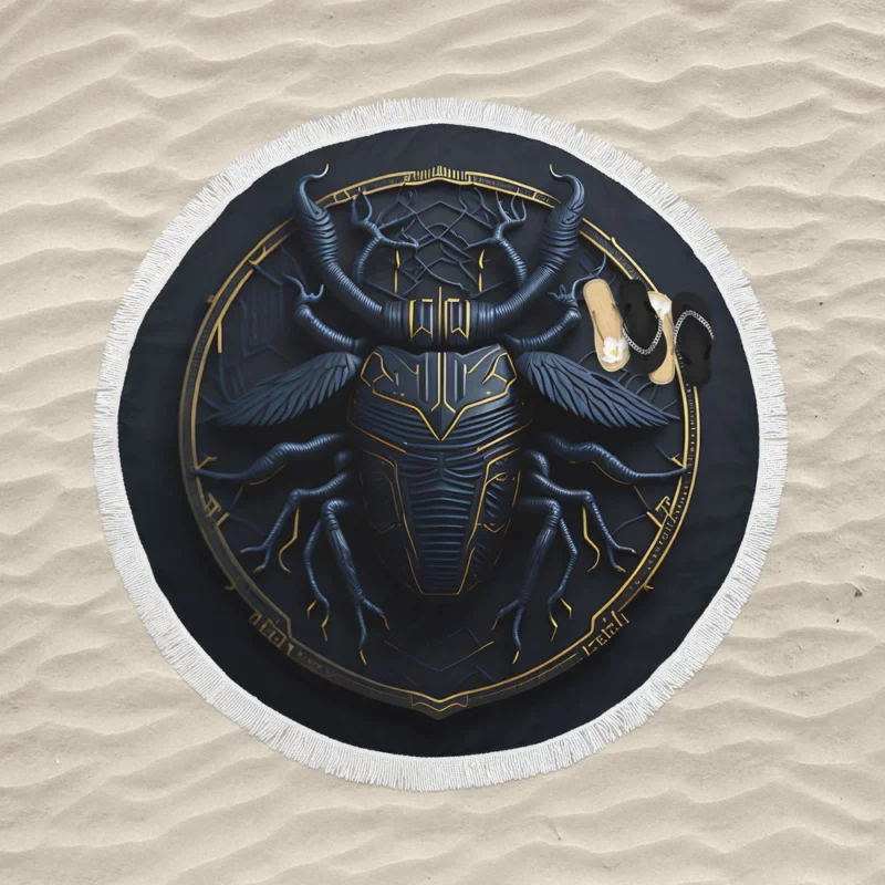 Scarab Cryptocurrency Logo Round Beach Towel