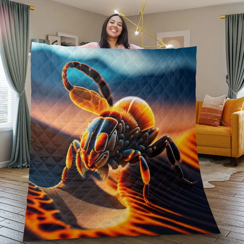 Scorpion in the Desert Quilt Blanket