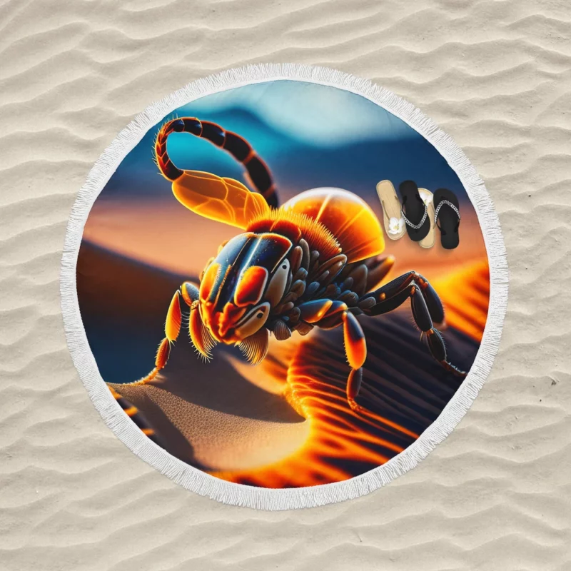 Scorpion in the Desert Round Beach Towel