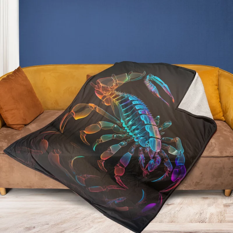 Scorpion on Dark Background Fleece Blanket 1