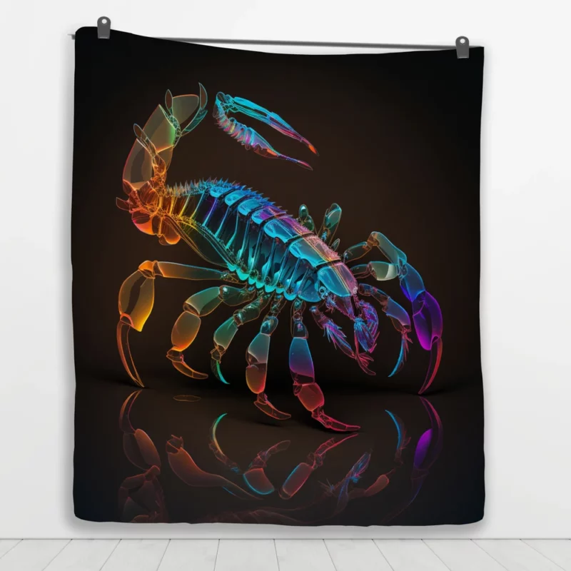 Scorpion on Dark Background Quilt Blanket 1