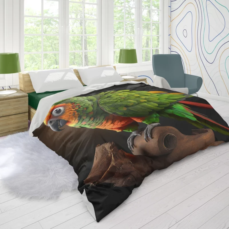 Screaming Sun Conures Nature Palette Duvet Cover