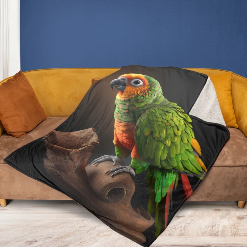 Screaming Sun Conures Nature Palette Fleece Blanket 1