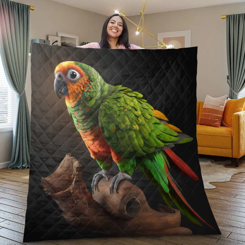 Screaming Sun Conures Nature Palette Quilt Blanket