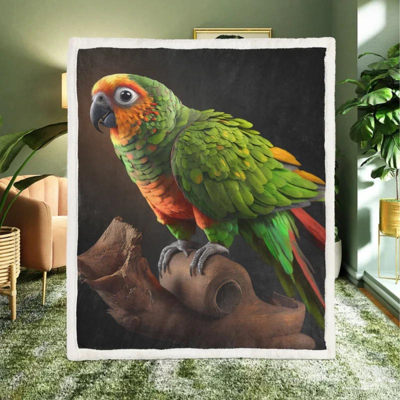 Screaming Sun Conures Nature Palette Sherpa Fleece Blanket