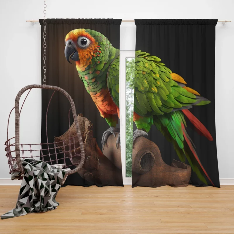 Screaming Sun Conures Nature Palette Window Curtain