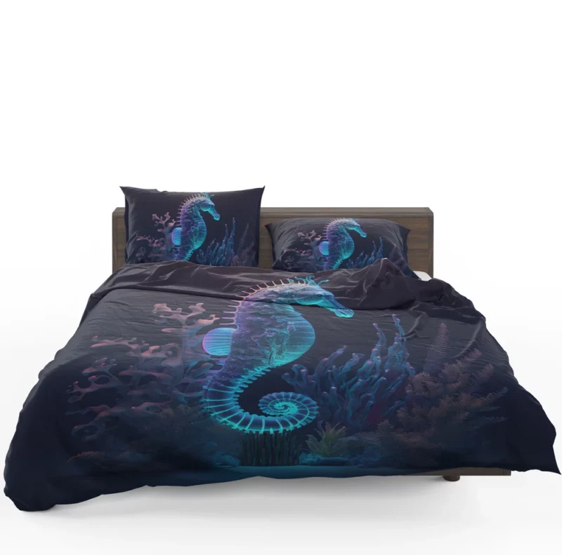 Seahorse Sitting on Coral Reef Bedding Set 1