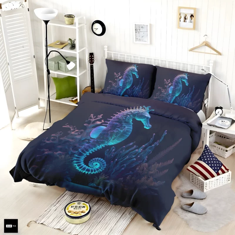 Seahorse Sitting on Coral Reef Bedding Set