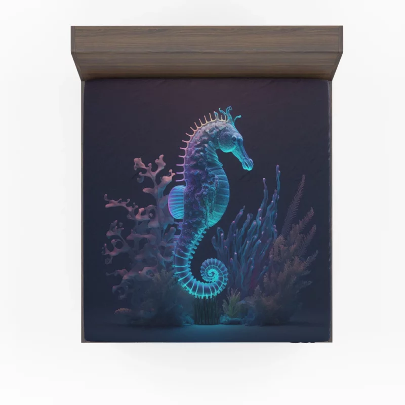 Seahorse Sitting on Coral Reef Fitted Sheet