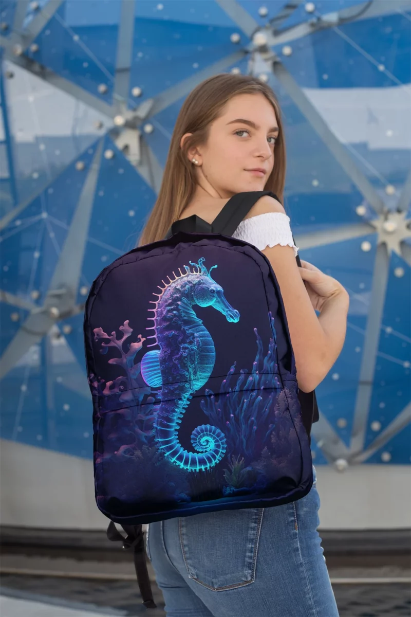 Seahorse Sitting on Coral Reef Minimalist Backpack 2