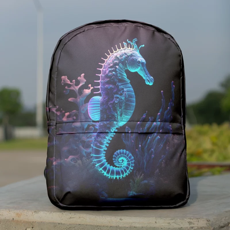 Seahorse Sitting on Coral Reef Minimalist Backpack