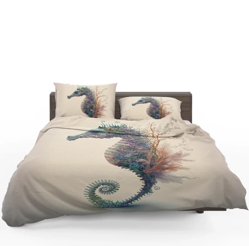 Seahorse Watercolor Illustration Bedding Set 1