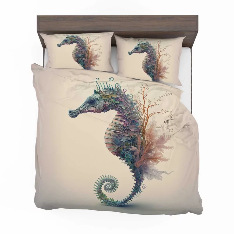 Seahorse Watercolor Illustration Bedding Set 2