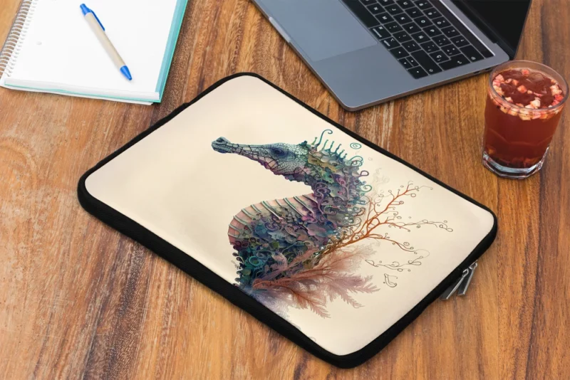 Seahorse Watercolor Illustration Laptop Sleeve 2