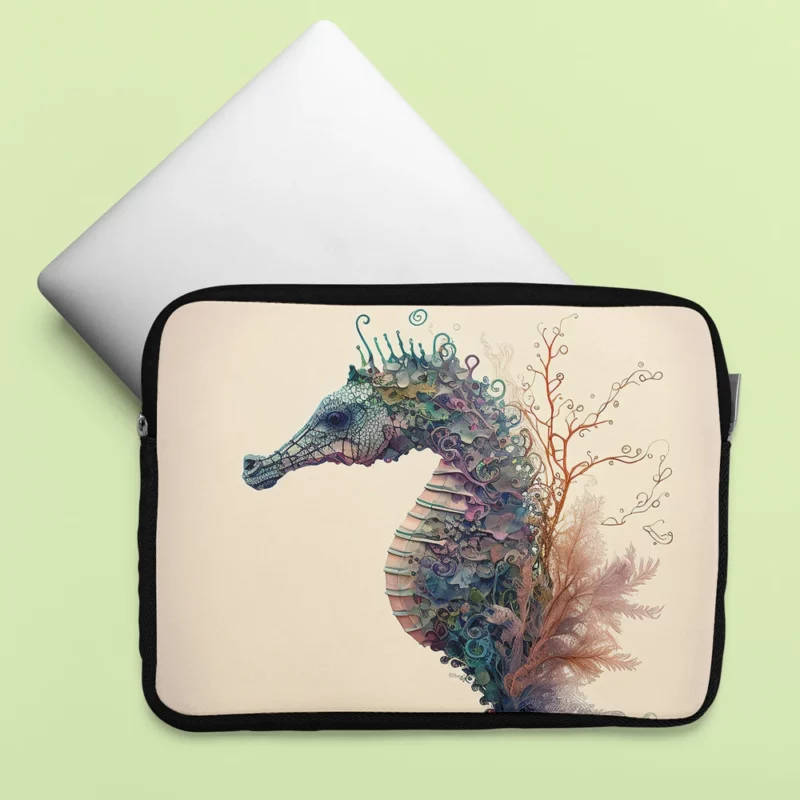 Seahorse Watercolor Illustration Laptop Sleeve
