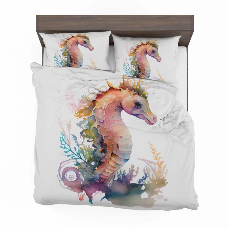 Seahorse Watercolor With Shell Bedding Set 2