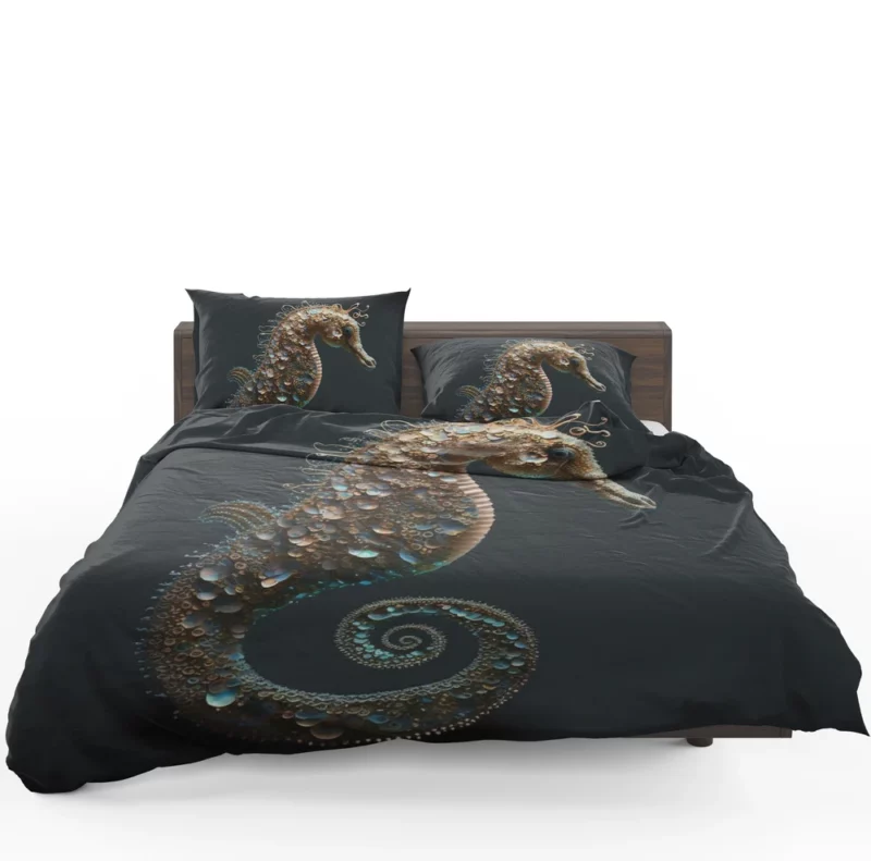 Seahorse With Blue Shell Bedding Set 1