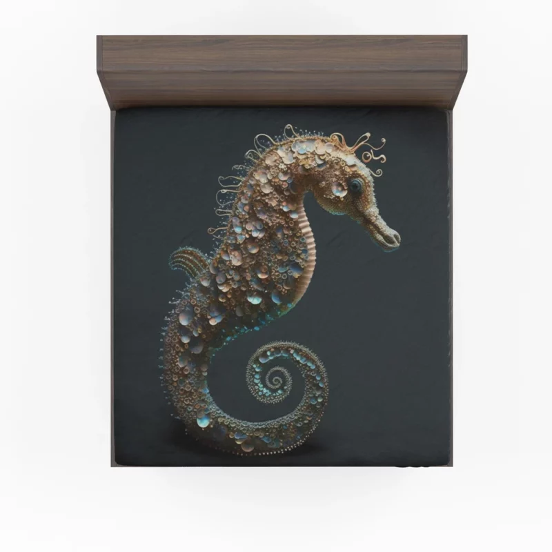 Seahorse With Blue Shell Fitted Sheet