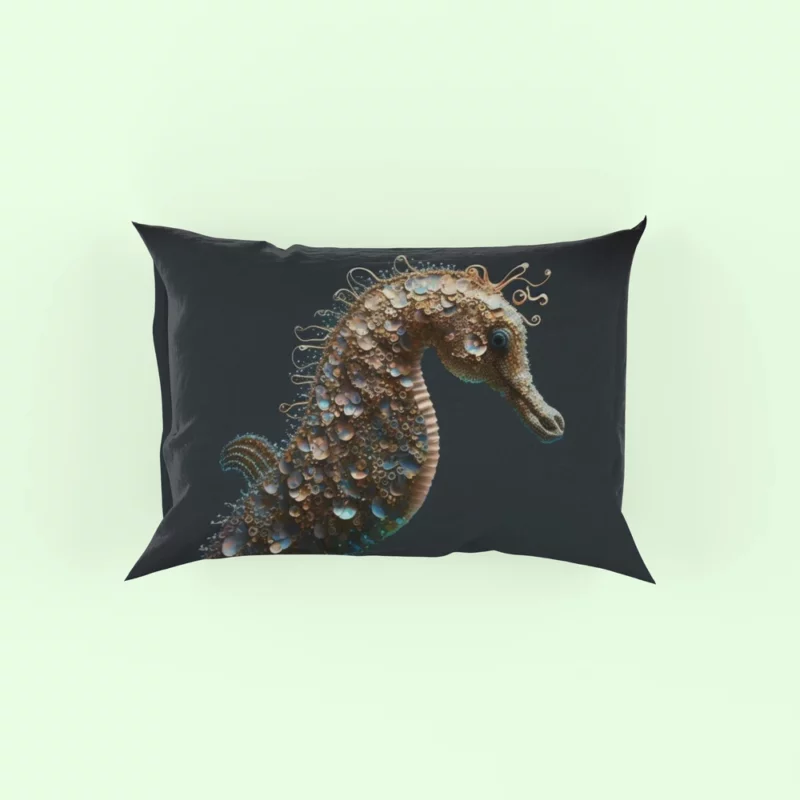 Seahorse With Blue Shell Pillow Case