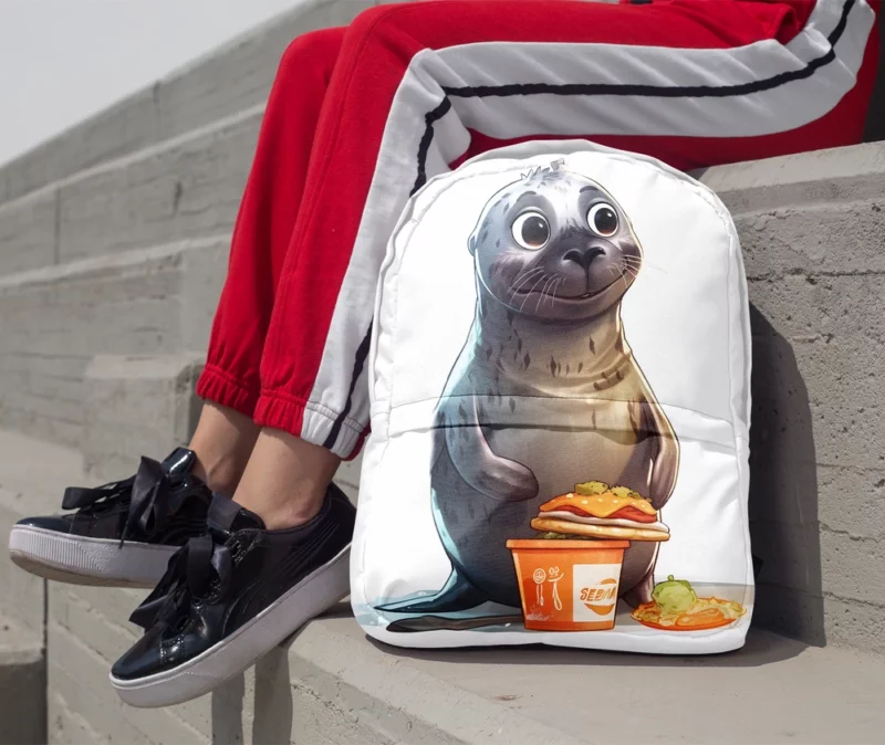 Seal Standing Near Food Minimalist Backpack 1