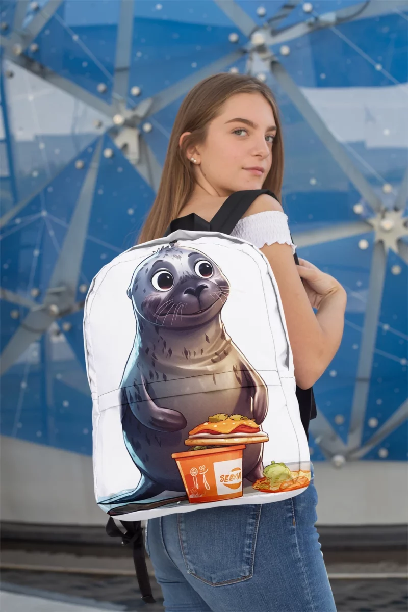 Seal Standing Near Food Minimalist Backpack 2