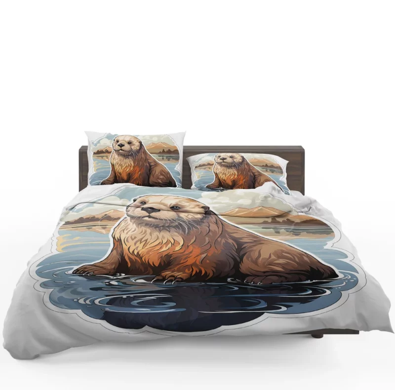 Seal in Picturesque Water and Mountain Scene Bedding Set 1