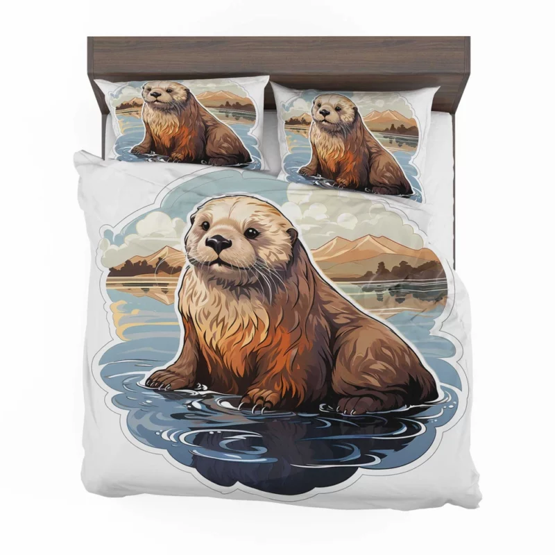 Seal in Picturesque Water and Mountain Scene Bedding Set 2