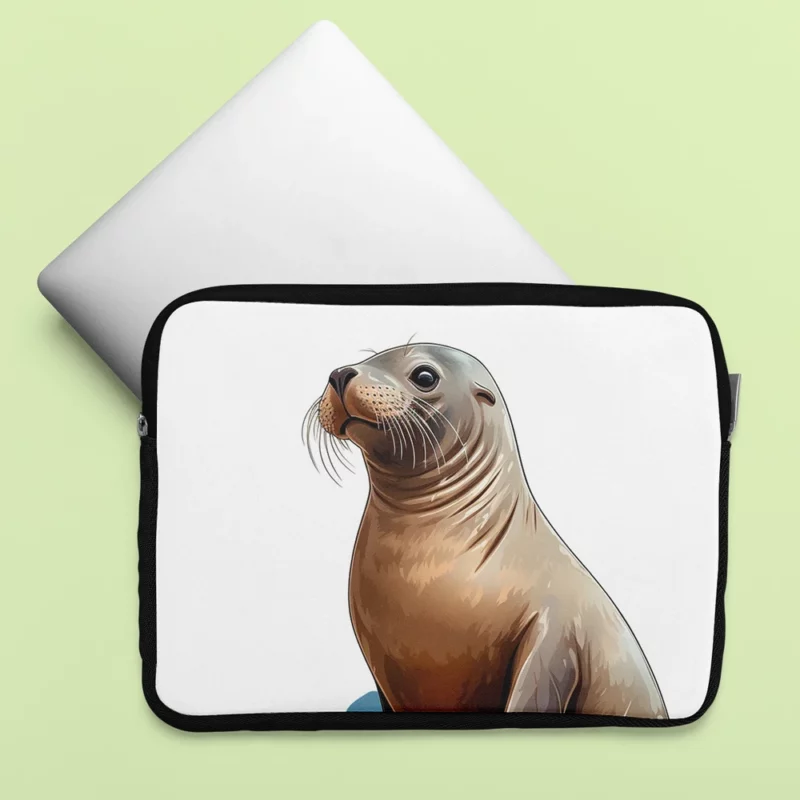 Seal on Rock with Mountain Backdrop Laptop Sleeve