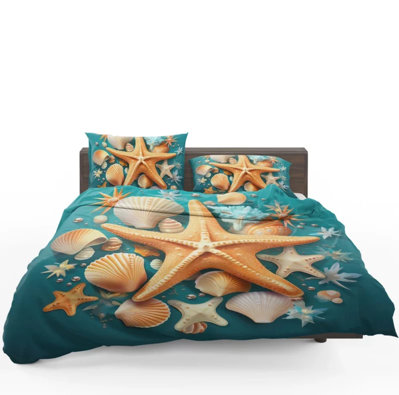 Seaside Starfish Vector Clip Art Bedding Set 1