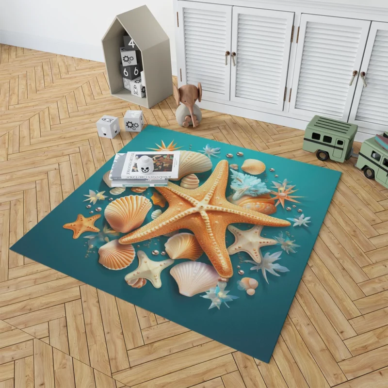 Seaside Starfish Vector Clip Art Rug 1