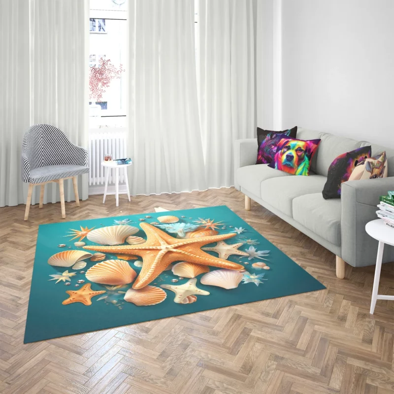 Seaside Starfish Vector Clip Art Rug 2