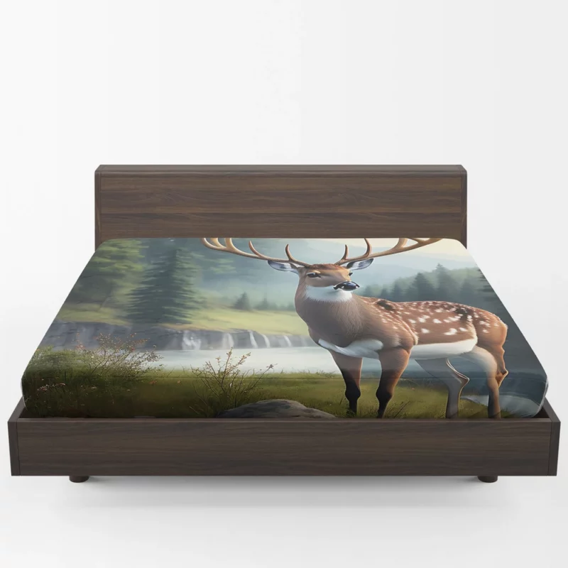 Serene Deer in Nature Fitted Sheet 1