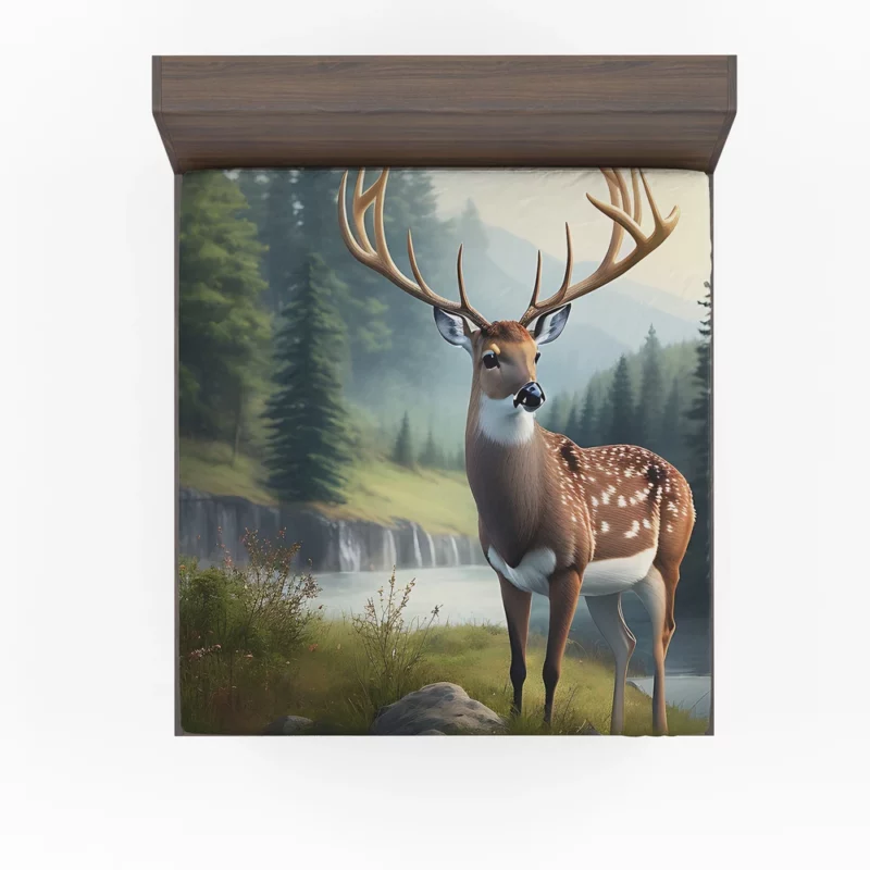 Serene Deer in Nature Fitted Sheet