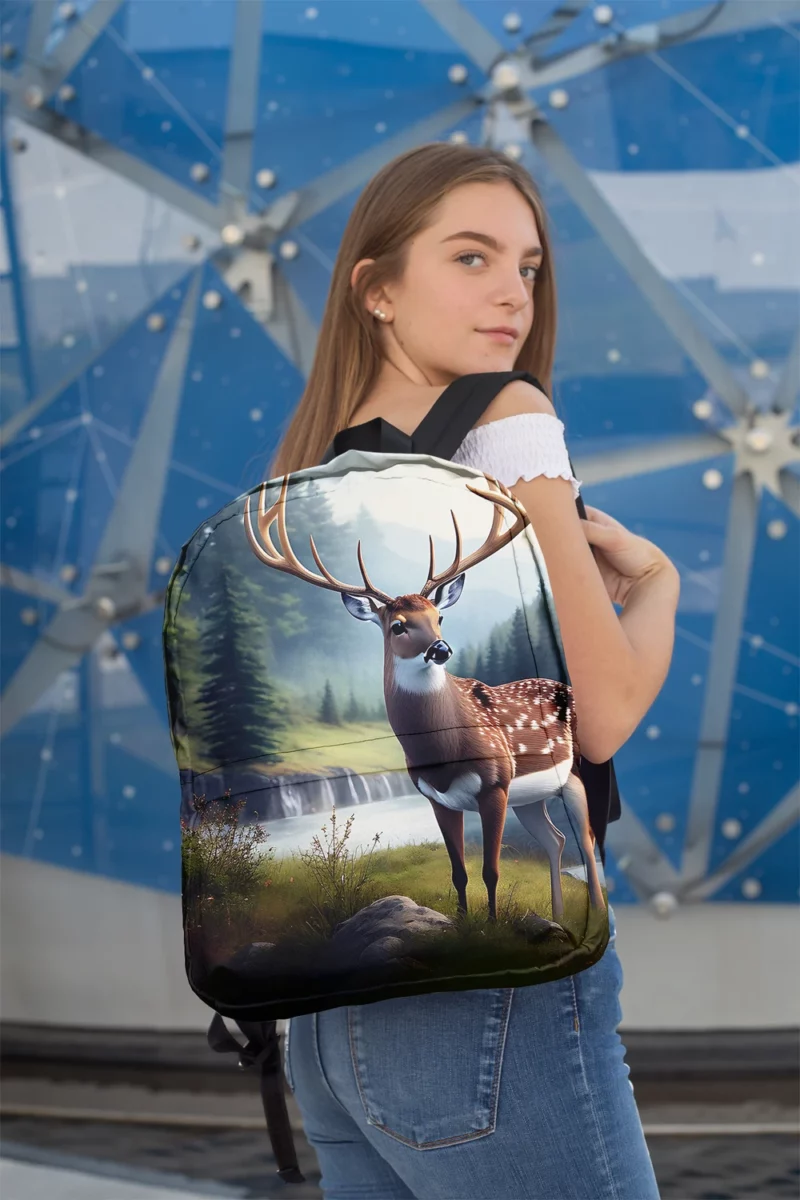 Serene Deer in Nature Minimalist Backpack 2