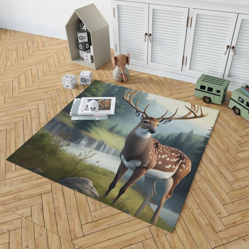 Serene Deer in Nature Rug 1